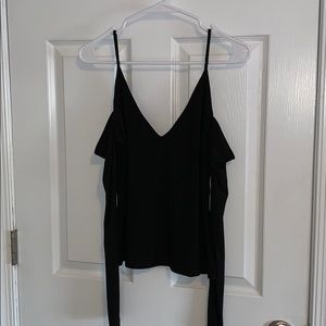 Long Sleeve black open shoulder top